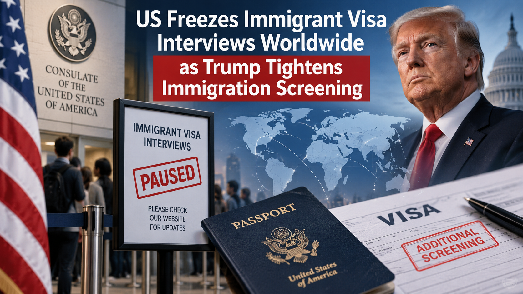 US Freezes Immigrant Visa Interviews Worldwide as Trump Tightens Immigration Screening
