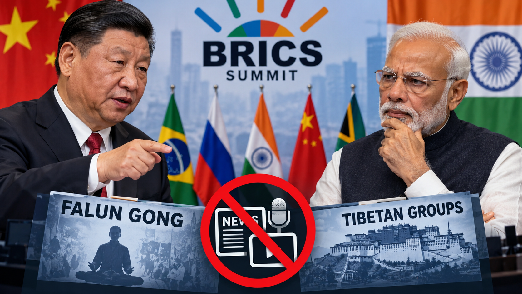 Ahead of BRICS Summit, China Urges India to Restrict Media Linked to Falun Gong and Tibetan Groups